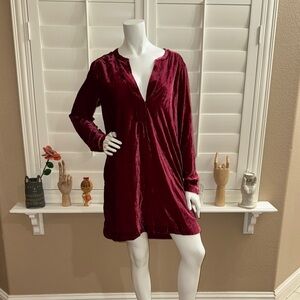 Anthropologie Melody Velvet Tunic Dress in Raspberry